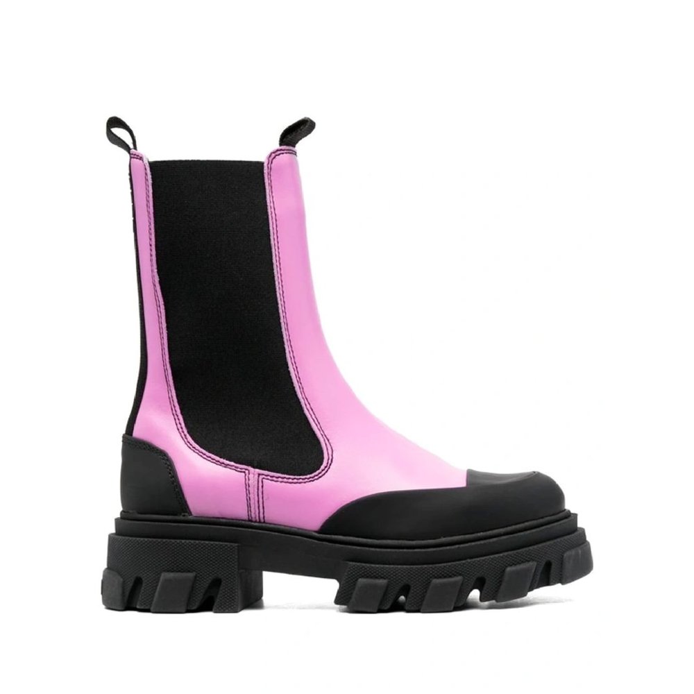 Ganni Lug-sole Midi Chelsea Boots in Pink Size EU 42 | US 12